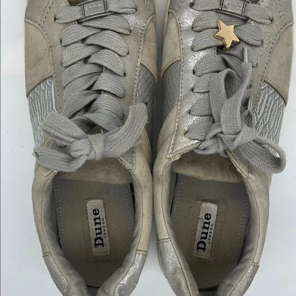 Dune London Gray Sneakers Suede Low-Top - Picture 4 of 13